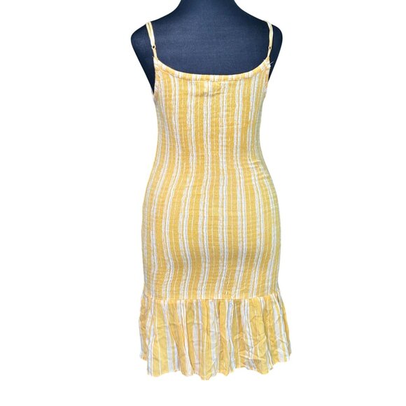 Yellow & White Striped Sleeveless Sundress With Ruffle Hem - Picture 3 of 11